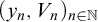 left parenthesis y Subscript n Baseline comma upper V Subscript n Baseline right parenthesis Subscript n element of double struck upper N