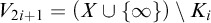 upper V Subscript 2 i plus 1 Baseline equals left parenthesis upper X union StartSet infinity EndSet right parenthesis minus upper K Subscript i