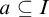 a subset of or equal to upper I