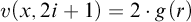 v left parenthesis x comma 2 i plus 1 right parenthesis equals 2 dot g left parenthesis r right parenthesis