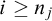 i greater than or equals n Subscript j