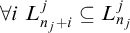 for all i upper L Subscript n Sub Subscript j Subscript plus i Superscript j Baseline subset of or equal to upper L Subscript n Sub Subscript j Superscript j