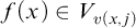 f left parenthesis x right parenthesis element of upper V Subscript v left parenthesis x comma j right parenthesis