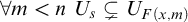 for all m less than n upper U Subscript s Baseline subset of or not equals upper U Subscript upper F left parenthesis x comma m right parenthesis