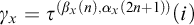 gamma Subscript x Baseline equals tau Superscript left parenthesis beta Super Subscript x Superscript left parenthesis n right parenthesis comma alpha Super Subscript x Superscript left parenthesis 2 n plus 1 right parenthesis right parenthesis Baseline left parenthesis i right parenthesis
