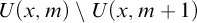 upper U left parenthesis x comma m right parenthesis minus upper U left parenthesis x comma m plus 1 right parenthesis