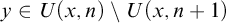 y element of upper U left parenthesis x comma n right parenthesis minus upper U left parenthesis x comma n plus 1 right parenthesis