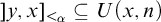 right bracket y comma x right bracket Subscript less than Sub Subscript alpha Subscript Baseline subset of or equal to upper U left parenthesis x comma n right parenthesis