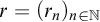 r equals left parenthesis r Subscript n Baseline right parenthesis Subscript n element of double struck upper N