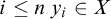 i less than or equals n y Subscript i Baseline element of upper X