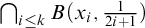 intersection Underscript i less than or equals k Endscripts upper B left parenthesis x Subscript i Baseline comma StartFraction 1 Over 2 i plus 1 EndFraction right parenthesis
