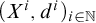 left parenthesis upper X Superscript i Baseline comma d Superscript i Baseline right parenthesis Subscript i element of double struck upper N