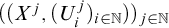 left parenthesis left parenthesis upper X Superscript j Baseline comma left parenthesis upper U Subscript i Superscript j Baseline right parenthesis Subscript i element of double struck upper N Baseline right parenthesis right parenthesis Subscript j element of double struck upper N