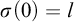 sigma left parenthesis 0 right parenthesis equals l