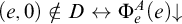left parenthesis e comma 0 right parenthesis not an element of upper D left right arrow normal upper Phi Subscript e Superscript upper A Baseline left parenthesis e right parenthesis down arrow