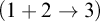 left parenthesis 1 plus 2 right arrow 3 right parenthesis