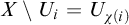 upper X minus upper U Subscript i Baseline equals upper U Subscript chi left parenthesis i right parenthesis