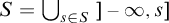 upper S equals union Underscript s element of upper S Endscripts right bracket negative infinity comma s right bracket