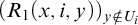 left parenthesis upper R 1 left parenthesis x comma i comma y right parenthesis right parenthesis Subscript y not an element of upper U Sub Subscript i