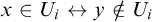 x element of upper U Subscript i Baseline left right arrow y not an element of upper U Subscript i