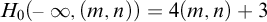 upper H 0 left parenthesis negative infinity comma left parenthesis m comma n right parenthesis right parenthesis equals 4 left parenthesis m comma n right parenthesis plus 3