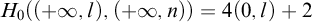 upper H 0 left parenthesis left parenthesis plus infinity comma l right parenthesis comma left parenthesis plus infinity comma n right parenthesis right parenthesis equals 4 left parenthesis 0 comma l right parenthesis plus 2