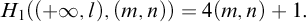 upper H 1 left parenthesis left parenthesis plus infinity comma l right parenthesis comma left parenthesis m comma n right parenthesis right parenthesis equals 4 left parenthesis m comma n right parenthesis plus 1 period