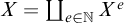 upper X equals coproduct Underscript e element of double struck upper N Endscripts upper X Superscript e