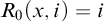 upper R 0 left parenthesis x comma i right parenthesis equals i