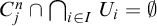upper C Subscript j Superscript n Baseline intersection intersection Underscript i element of upper I Endscripts upper U Subscript i Baseline equals normal empty set