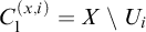 upper C 1 Superscript left parenthesis x comma i right parenthesis Baseline equals upper X minus upper U Subscript i