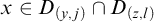 x element of upper D Subscript left parenthesis y comma j right parenthesis Baseline intersection upper D Subscript left parenthesis z comma l right parenthesis