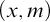 left parenthesis x comma m right parenthesis