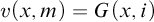 v left parenthesis x comma m right parenthesis equals upper G left parenthesis x comma i right parenthesis