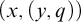 left parenthesis x comma left parenthesis y comma q right parenthesis right parenthesis
