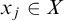 x Subscript j Baseline element of upper X