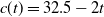 c left parenthesis t right parenthesis equals 32.5 minus 2 t