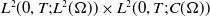 upper L squared left parenthesis 0 comma upper T semicolon upper L squared left parenthesis normal upper Omega right parenthesis right parenthesis times upper L squared left parenthesis 0 comma upper T semicolon upper C left parenthesis normal upper Omega right parenthesis right parenthesis