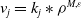 v Subscript j Baseline equals k Subscript j Baseline asterisk rho Superscript upper M comma epsilon