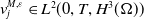 v Subscript j Superscript upper M comma epsilon Baseline element of upper L squared left parenthesis 0 comma upper T comma upper H cubed left parenthesis normal upper Omega right parenthesis right parenthesis