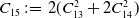 upper C 15 colon equals 2 left parenthesis upper C 13 squared plus 2 upper C 14 squared right parenthesis