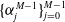 left brace alpha Subscript j Superscript upper M minus 1 Baseline right brace Subscript j equals 0 Superscript upper M minus 1