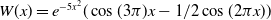 upper W left parenthesis x right parenthesis equals e Superscript minus 5 x squared Baseline left parenthesis cosine left parenthesis 3 pi right parenthesis x minus 1 divided by 2 cosine left parenthesis 2 pi x right parenthesis right parenthesis