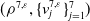 left parenthesis rho Superscript 7 comma epsilon Baseline comma left brace v Subscript j Superscript 7 comma epsilon Baseline right brace Subscript j equals 1 Superscript 7 Baseline right parenthesis