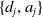 StartSet d Subscript j Baseline comma a Subscript j Baseline EndSet