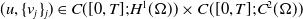 left parenthesis u comma left brace v Subscript j Baseline right brace Subscript j Baseline right parenthesis element of upper C left parenthesis left bracket 0 comma upper T right bracket semicolon upper H Superscript 1 Baseline left parenthesis normal upper Omega right parenthesis right parenthesis times upper C left parenthesis left bracket 0 comma upper T right bracket semicolon upper C squared left parenthesis normal upper Omega right parenthesis right parenthesis