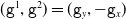 left parenthesis monospace g Superscript 1 Baseline comma monospace g squared right parenthesis equals left parenthesis monospace g Subscript y Baseline comma minus monospace g Subscript x Baseline right parenthesis