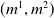 left parenthesis m Superscript 1 Baseline comma m squared right parenthesis