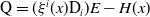 normal upper Q equals left parenthesis xi Superscript i Baseline left parenthesis x right parenthesis normal upper D Subscript i Baseline right parenthesis upper E minus upper H left parenthesis x right parenthesis