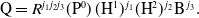 normal upper Q equals upper R Superscript j 1 j 2 j 3 Baseline left parenthesis normal upper P Superscript 0 Baseline right parenthesis left parenthesis normal upper H Superscript 1 Baseline right parenthesis Superscript j 1 Baseline left parenthesis normal upper H squared right parenthesis Superscript j 2 Baseline normal upper B Superscript j 3 Baseline period